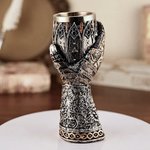 Personalizado estilo medieval León Armadura Guantelete Copa de vino con nombre grabado Aniversario Cumpleaños Regalo para Caballero Amante Padre Hombre