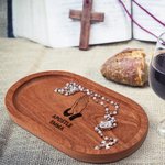 Personalised Praying Hands Wooden Rosary Tray with Name Sacrament First Communion Baptism Gift for Christians