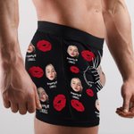 Personligt rött läpptryck ansiktsfoto Roligt herrunderkläder Boxer Brief med namn Alla hjärtans dag Jubileumspresent för par Partner