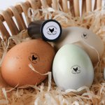 Personalisierter Eier-Stempel Karton-Stempel mit Lebensmittelechte Stempelfarbe Hühner-Muster Text Bauernhof Geburtstag Geschenk für Familie Landwirte