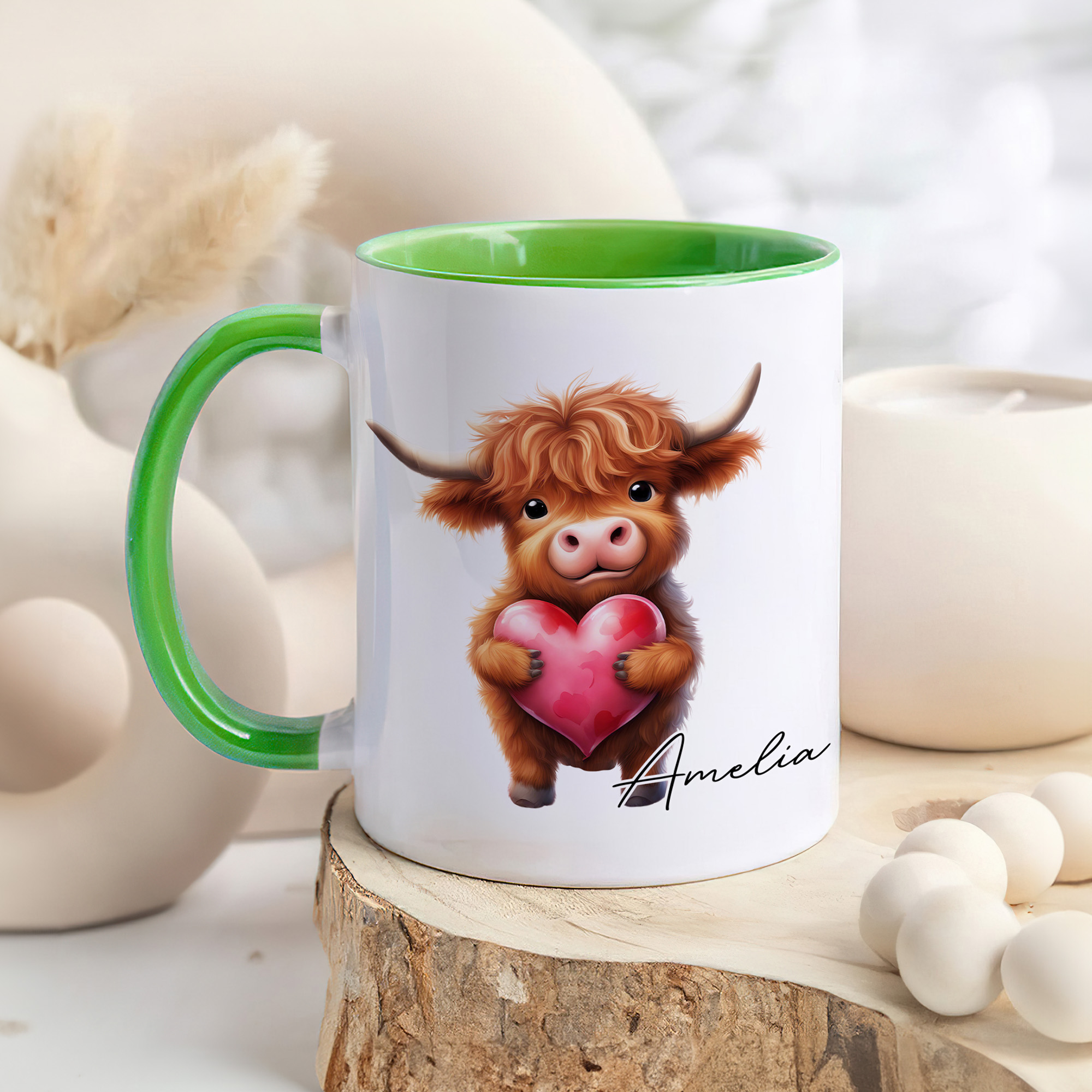 Tasse en céramique 11 oz 15 oz avec nom Usage quotidien Cadeau d'anniversaire pour famille Ami Amoureux des vaches