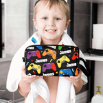 Personalised Multi-Colour Gamepad Portable Toiletry Bag with Name and Handle Travel Accessory Birthday Gift for Family Friends