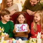 Personalized Cartoon Bunny Easter Eggs Food Grade Metal Biscuit Tin Storage Box with Name Easter Holiday Gift for Family Kids