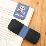 Personalised Cute Cartoon School Animal Multicolour Magnetic PU Leather Bookmark Clip with Name Reading Birthday Gift for Kids Students Bookworms