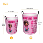 Personalized Cartoon Black Girl Bible Verse Name Large Waterproof Storage Basket with Handle Laundry Decor Baby Shower Birthday Gift for Girl