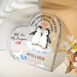 Personalized You Are My Penguin Heart-Shaped Acrylic Plaque with Name Anniversary Valentine's Day Gift for Couples