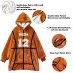 Personalised Sports Theme Oversized Flannel Hoodie with Name and Number Daily Wear Birthday Gift for Family Friends Kids