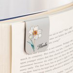 Segnalibro magnetico in pelle PU personalizzato con nome e fiore di nascita multicolore regalo per amanti dei libri