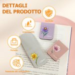 Segnalibro magnetico in pelle PU personalizzato con nome e fiore di nascita multicolore regalo per amanti dei libri