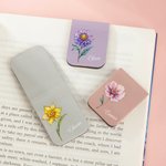 Segnalibro magnetico in pelle PU personalizzato con nome e fiore di nascita multicolore regalo per amanti dei libri