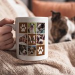 Personalized Paw Print Horseshoe Nine-Square Grid Pet Photos 11 oz 15 oz Ceramic Mug with Name and Initial Birthday Gift for Pet Horse Owners