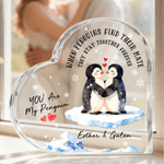 Personalized You Are My Penguin Heart-Shaped Acrylic Plaque with Name Anniversary Valentine's Day Gift for Couples