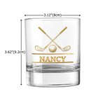 Personalizzato Cross Golf Clubs Golf Ball 10 oz Old Fashioned Rock Whiskey Glass con nome Regalo di compleanno per la festa del papà per gli uomini
