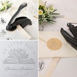 Tampon de Gaufrage Personnalisé avec Nom et Texte en Sac de Stockage Noir Pince à Gaufrer pour Librairie Cadeau Noël pour Lecteurs Club de Livres