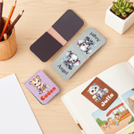 Personalised Cute Cartoon School Animal Multicolour Magnetic PU Leather Bookmark Clip with Name Reading Birthday Gift for Kids Students Bookworms