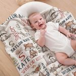 Personalised Cute Hand Painted Animals Soft Throw Blanket with Name and Initial Home Decor Daily Use Birthday Gift for Kids