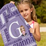 Personalised Name Word Cloud Cartoon Family Character Absorbent Waffle Towel with Hanging Clip Birthday Sports Gift for Family Friends