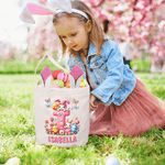 Personalised Cartoon Easter Bunny Ears Large-Capacity Basket with Name and Initial Easter Eggs Hunting Party Easter Gift for Kids