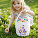 Gepersonaliseerde Bunny Paaseieren Grote Canvas Paasmand met Naam en Voorletter Eieren Jachtfeest Paascadeau voor Kinderen