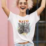 Personoitu lemmikkikuva vintage 100% puuvilla T-paita sopii erinomaisesti lemmikin ystävien synttäri lahjaksi