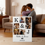 Personalized 6 Photos Collage Building Brick Puzzles with Names and Initials Home Decor Valentine's Day Anniversary Gift for Couples