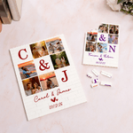 Personalized 6 Photos Collage Building Brick Puzzles with Names and Initials Home Decor Valentine's Day Anniversary Gift for Couples