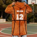 Personalised Sports Theme Oversized Flannel Hoodie with Name and Number Daily Wear Birthday Gift for Family Friends Kids