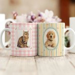 Personalisierte Aquarell Haustier Foto 11 oz 15 oz Keramik Becher mit Namen Geburtstag Haustier Party Geschenk für Tierbesitzer Liebhaber