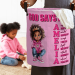 Personalized Cartoon Black Girl Bible Verse Name Large Waterproof Storage Basket with Handle Laundry Decor Baby Shower Birthday Gift for Girl