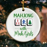 Mahjong personalizzato con Mah Girls Ornamento di Natale con nome e anno Regalo di Natale decorativo per gli amanti del Mahjong