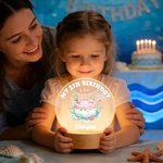 Personalised Cute Sea Animals Cake Acrylic LED Night Light with Name and Wooden Base Nursery Decor Birthday Gift for Kids