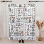 Personalised Cute Hand Painted Animals Soft Throw Blanket with Name and Initial Home Decor Daily Use Birthday Gift for Kids