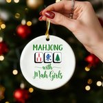 Mahjong personalizzato con Mah Girls Ornamento di Natale con nome e anno Regalo di Natale decorativo per gli amanti del Mahjong