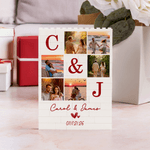 Personalized 6 Photos Collage Building Brick Puzzles with Names and Initials Home Decor Valentine's Day Anniversary Gift for Couples