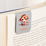 Personalised Cute Cartoon School Animal Multicolour Magnetic PU Leather Bookmark Clip with Name Reading Birthday Gift for Kids Students Bookworms