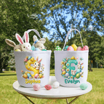 Gepersonaliseerde Bunny Paaseieren Grote Canvas Paasmand met Naam en Voorletter Eieren Jachtfeest Paascadeau voor Kinderen