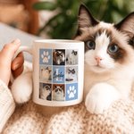 Personalized Paw Print Horseshoe Nine-Square Grid Pet Photos 11 oz 15 oz Ceramic Mug with Name and Initial Birthday Gift for Pet Horse Owners