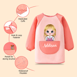 Personalized Cute Cartoon Character Kid Painting Baking Apron with Name and Front Pocket Daily Use Outdoor Activities Gift for Kids