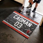 Tappetino antiscivolo personalizzato per la porta del pavimento dell'Hockey con nome, numero e logo Regalo di compleanno per i giocatori di Hockey