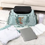 Personalized Fashion Football Girl Name Waterproof Travel Weekender Bag with Shoe Compartment and Shoulder Strap Birthday Sports Gift for Women