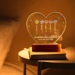 Lampada notturna personalizzata a forma di cuore con 1-12 fiori di nascita base in legno regalo per festa della mamma per mamme e nonne