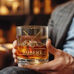 Personalizzato Cross Golf Clubs Golf Ball 10 oz Old Fashioned Rock Whiskey Glass con nome Regalo di compleanno per la festa del papà per gli uomini