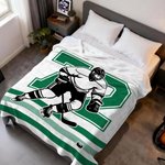 Gepersonaliseerd ijshockeyspeler silhouet zachte deken met naam en nummer Home Decor verjaardag spel cadeau voor ijshockeyspelers liefhebbers