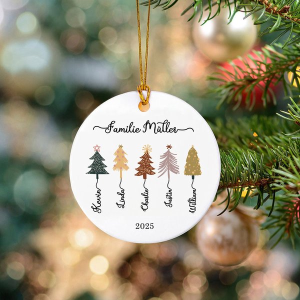 Personalisierter Familien-Weihnachtsbaum-Anhänger mit Namen Weihnachtsdeko Geschenk für Familie Freunde