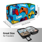 Personalised Multi-Colour Gamepad Portable Toiletry Bag with Name and Handle Travel Accessory Birthday Gift for Family Friends