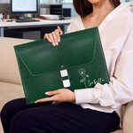 Personalized Birth Flower PU Leather A4 File Folder with Name Business Trip Office Birthday Gift for Office Workers