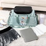 Personalised Ice Skating Girl Birth Flower Multi-compartment Waterproof Weekend Duffle Bag with Shoulder Strap and Name Back to School Gift for Her