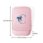 Personlig Toile De Jouy Bow Initial PU läder smyckeskrin med justerbar trefärgad LED-spegel Födelsedagspresent för kvinnor