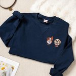 Gepersonaliseerd Geborduurde Cartoonhond Avatar T-shirt Sweatshirt Hoodie met 1–2 Foto’s en Namen Verjaardagscadeau voor Huisdierliefhebbers