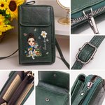 Portafoglio a tracolla in pelle PU personalizzata con personaggio fiore di nascita e nome porta telefono regalo per amici